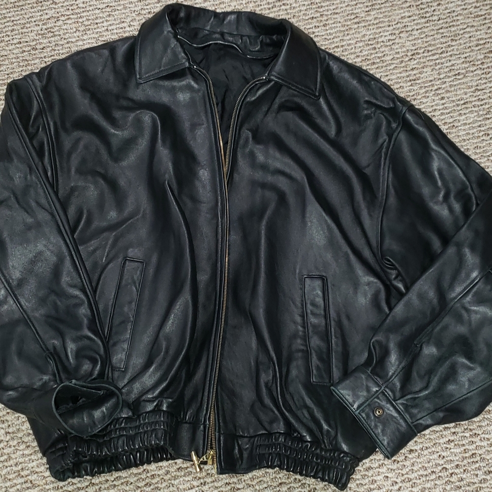 Black leather coat
